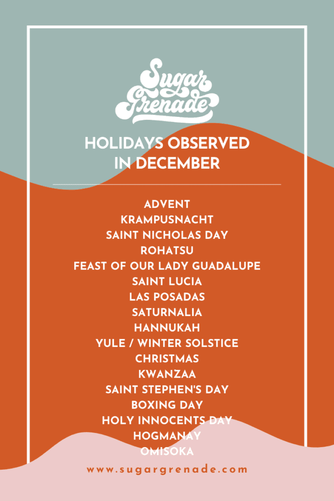 Worldwide Holidays observed in December